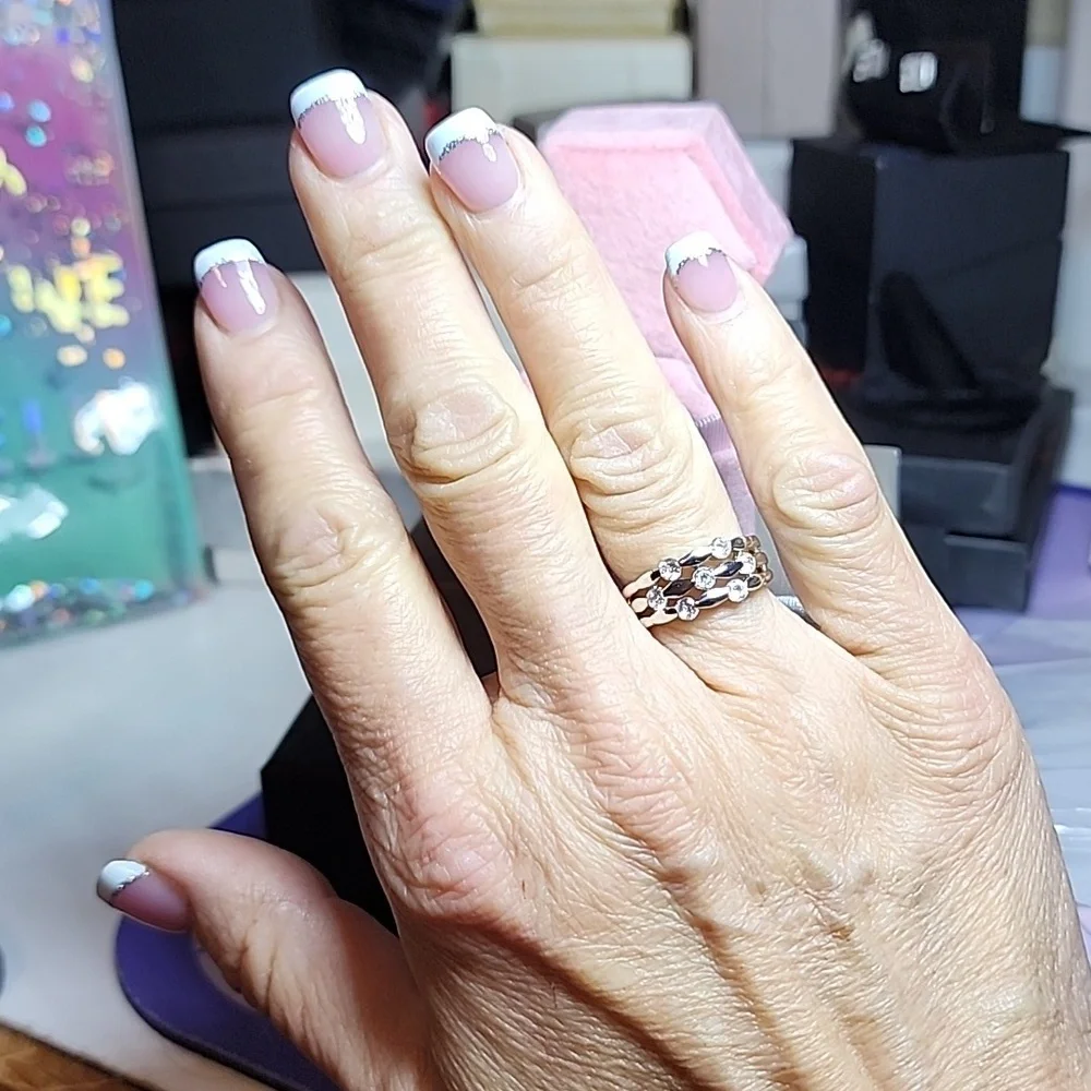 Pretty Sterling Silver & CZ Band Ring